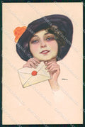 Artist Signed Metlicoviz Glamour Fashion Lady serie 143-6 cartolina XP7983 – fronte