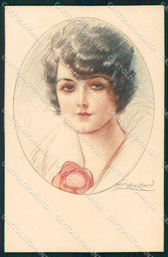 Artist Signed Mauzan Glamour Fashion Lady serie 78-6 cartolina XP7988 – fronte