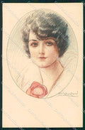 Artist Signed Mauzan Glamour Fashion Lady serie 78-6 cartolina XP7988 – fronte