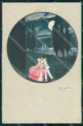 Artist Signed Chiostri Art Deco serie 180 Pierrot Lady cartolina XP8055 – fronte