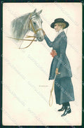 Artist Signed Bianchi Horse Glamour Fashion Lady serie 2089 cartolina XP8112 – fronte