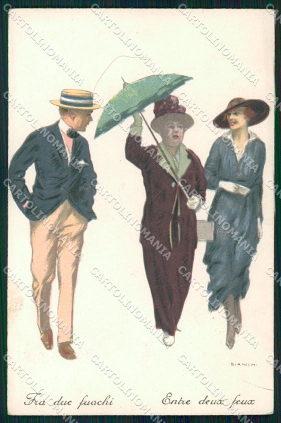 Artist Signed Bianchi Bulldog Glamour Fashion Lady serie 2041-1 cartolina XP8116 – fronte