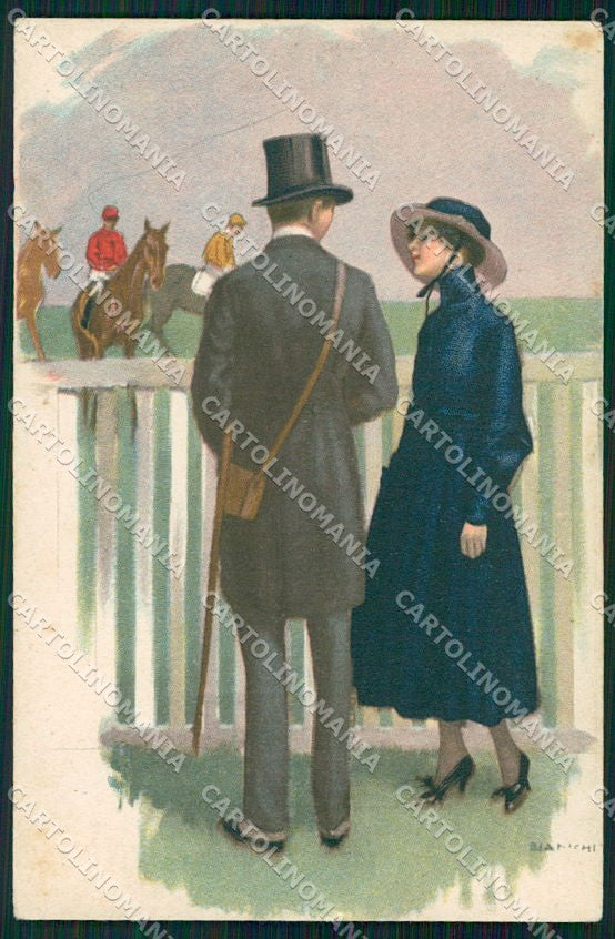 Artist Signed Bianchi Horse Romantic Couple serie 2024 cartolina XP8117 – fronte