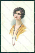 Artist Signed Bianchi Glamour Fashion Lady serie 2155 ABRASA cartolina XP8140 – fronte