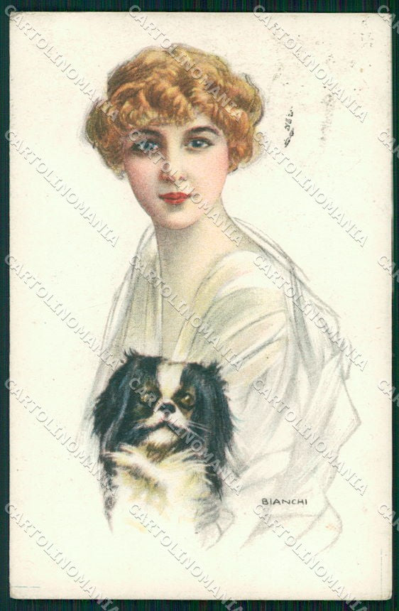 Artist Signed Bianchi Glamour Fashion Lady Dog serie 2020 cartolina XP8148 – fronte