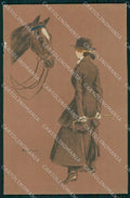 Artist Signed Bianchi Horse Fashion Lady serie 731-1 ABRASA cartolina XP8162 – fronte