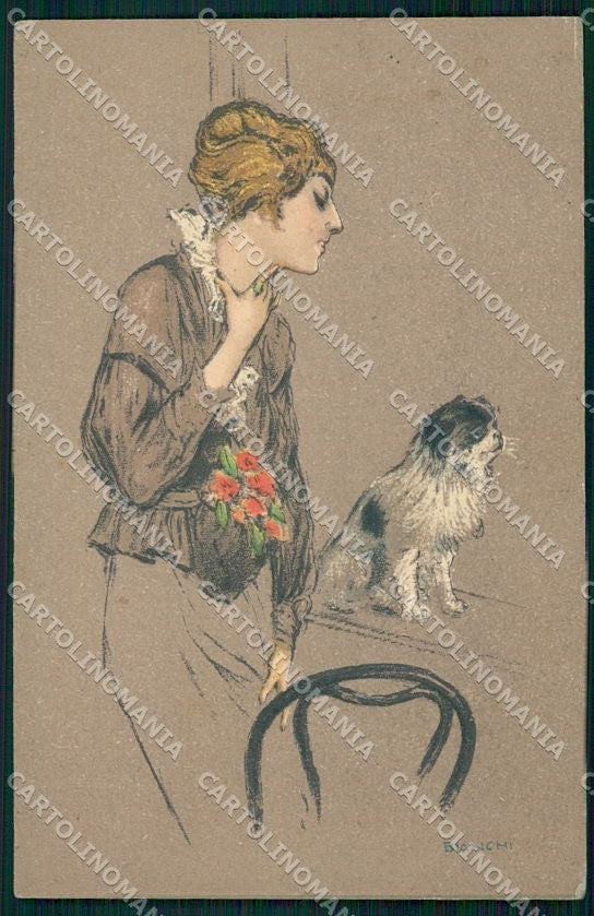 Artist Signed Bianchi Glamour Fashion Lady serie 726-4 cartolina XP8164 – fronte
