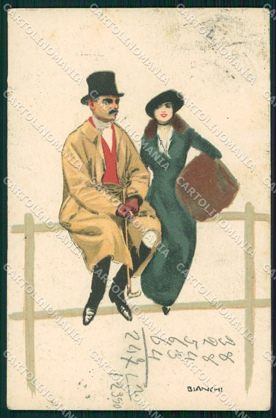 Artist Signed Bianchi Romantic Couple serie 402-5 cartolina XP8171 – fronte