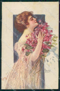 Artist Signed F. Vecchi Glamour Fashion Lady serie 246-5 cartolina XP8186 – fronte