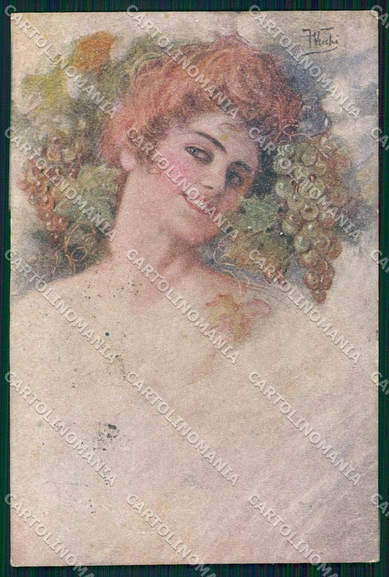 Artist Signed F. Vecchi Glamour Fashion Lady serie 975-2 cartolina XP8192 – fronte