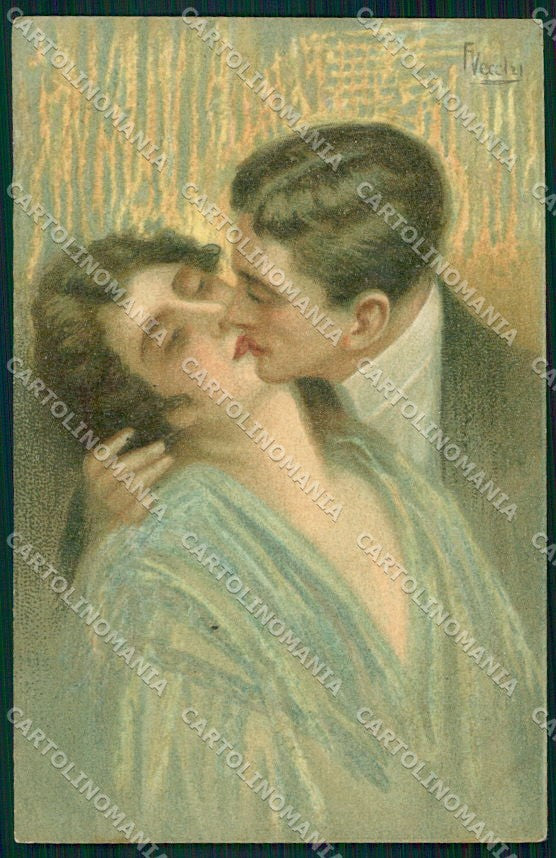 Artist Signed F. Vecchi Romantic Couple serie 220-6 cartolina XP8194 – fronte
