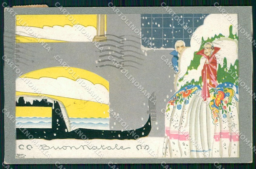 Artist Signed Bentivoglio Art Deco Venetian Couple Degami 3068 cartolina XP8226 – fronte