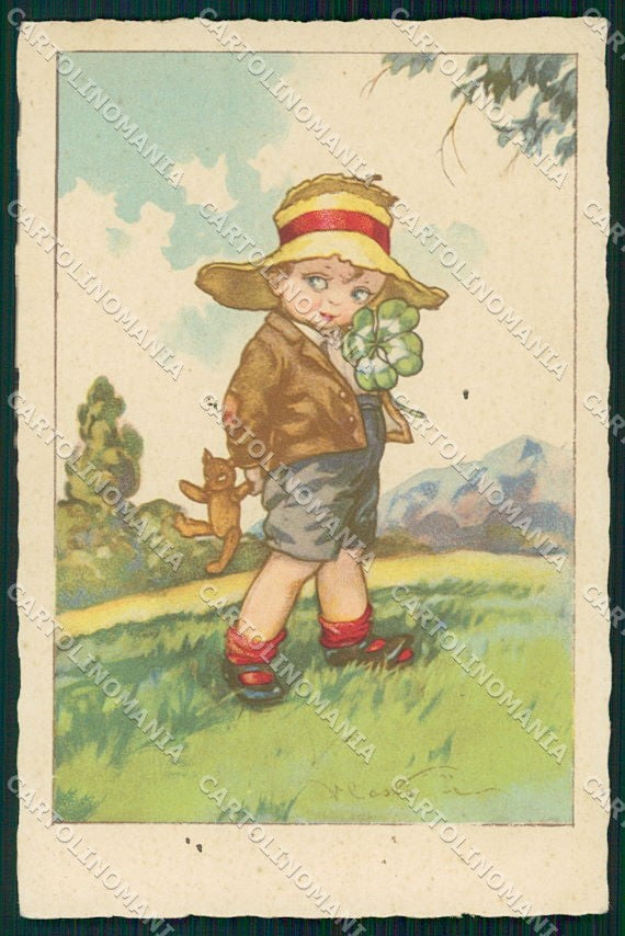Artist Signed Castelli Children serie 2462 PIEGHINA cartolina XP8235 – fronte