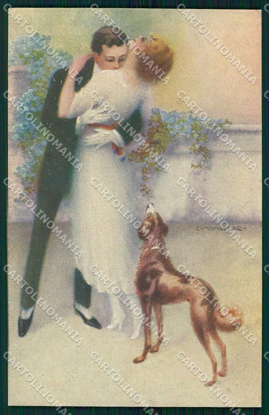 Artist Signed Monestier Couple Dog serie 882 cartolina XP8264 – fronte