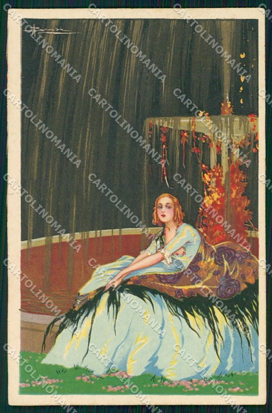 Artist Signed Busi Glamour Fashion Lady Degami 1000 cartolina XP8276 – fronte