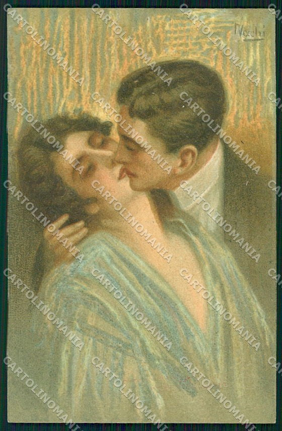 Artist Signed Vecchi Kiss Romantic Couple serie 220-6 cartolina XP8283 – fronte