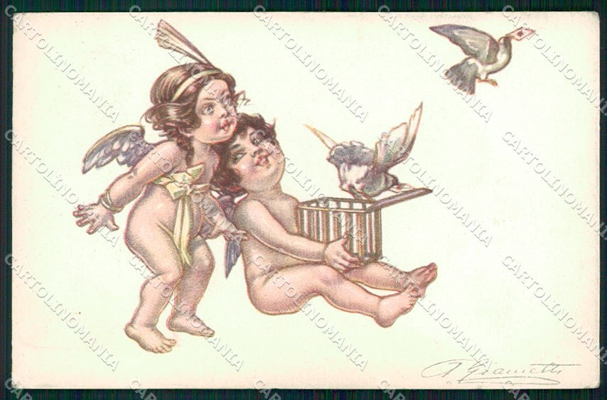 Artist Signed Giametti Cupid serie 249-4 PIEGHINA cartolina XP8290 – fronte