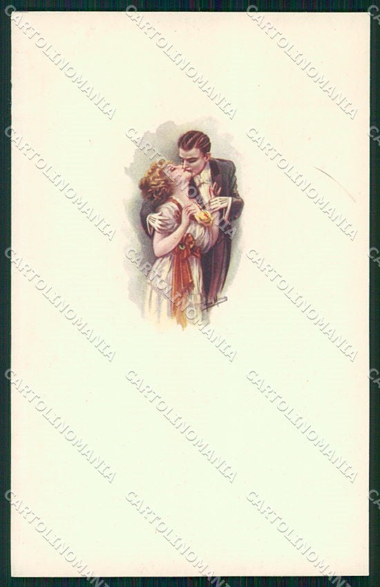 Artist Signed San Marco Kiss Romantic Couple serie 892-4 cartolina XP8292 – fronte