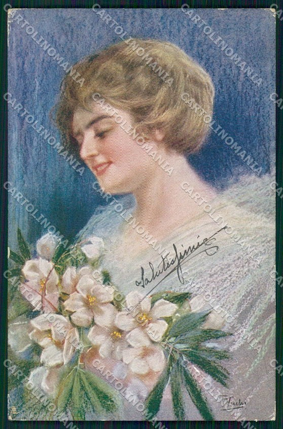 Artist Signed Vecchi Glamour Fashion Lady serie 822-6 cartolina XP8295 – fronte
