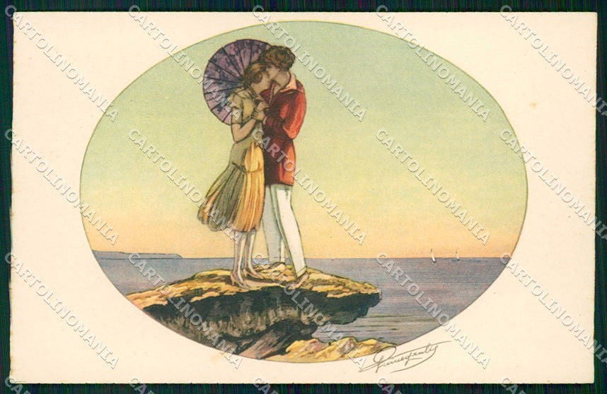 Artist Signed Paris Gravures 2120 Kiss Romantic Couple cartolina XP8307 – fronte