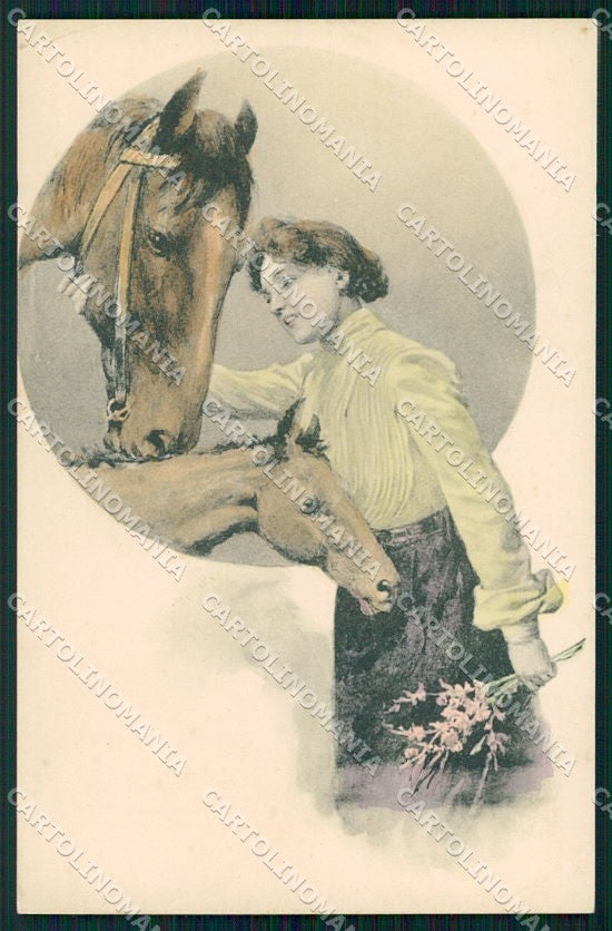 Artist Signed Viennoise Horse and Lady serie 213 cartolina XP8309 – fronte