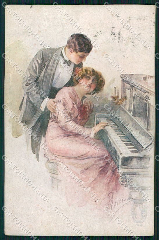 Artist Signed Guerzoni Romantic Couple serie 1021-3 cartolina XP8314 – fronte