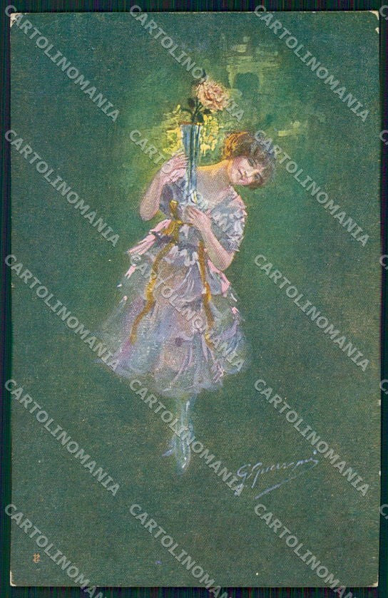 Artist Signed Guerzoni Glamour Fashion Lady serie 1014-3 cartolina XP8326 – fronte