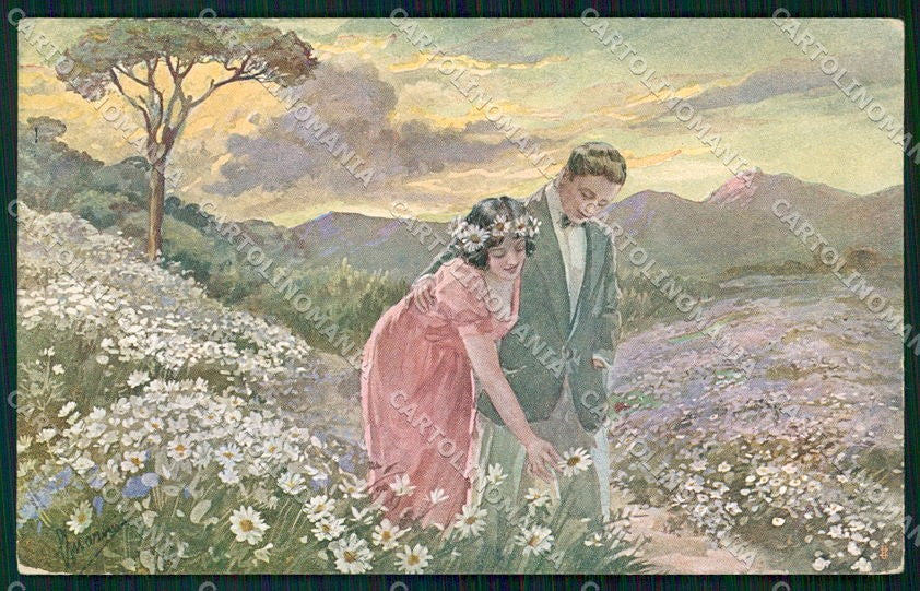 Artist Signed Guerzoni Romantic Couple serie 1035-6 cartolina XP8343 – fronte