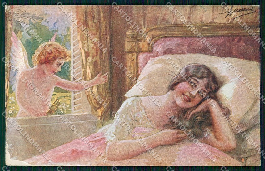 Artist Signed Guerzoni Glamour Fashion Lady serie 1006-6 ABRASA cartolina XP8358 – fronte