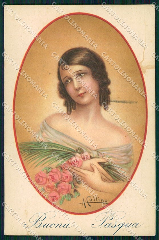 Artist Signed Collino Glamour Fashion Lady cartolina XP8384 – fronte