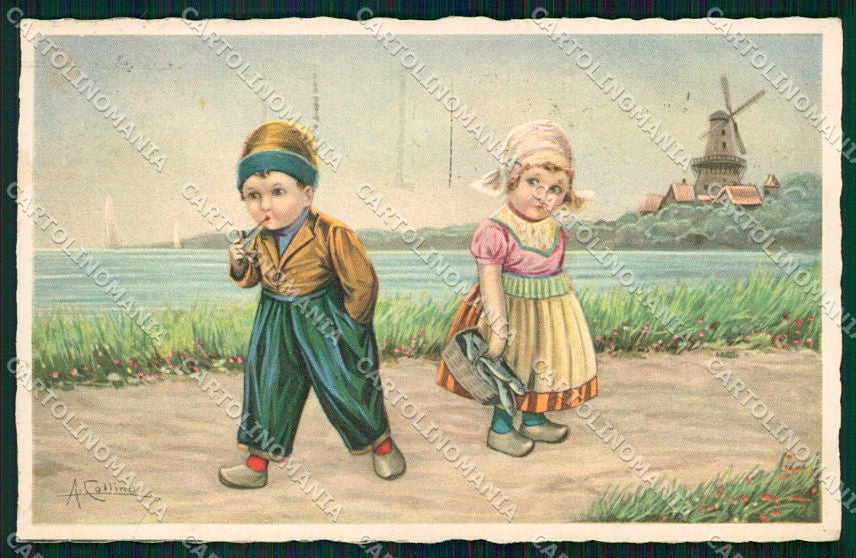 Artist Signed Collino Dutch Children serie 488 cartolina XP8396 – fronte
