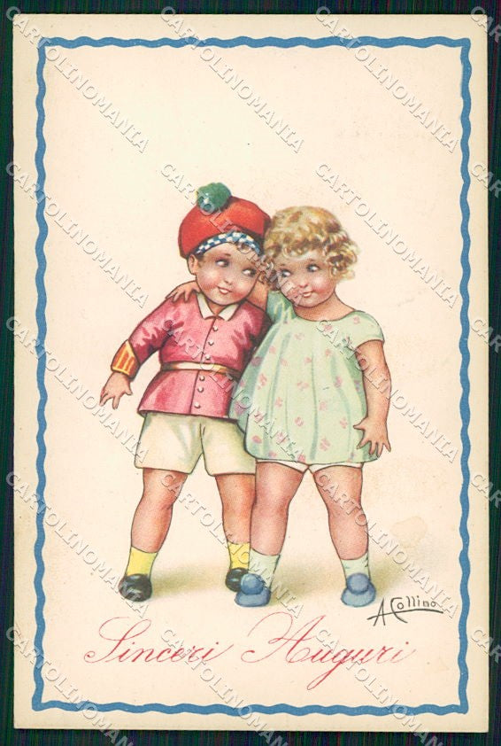 Artist Signed Collino Children cartolina XP8397 – fronte