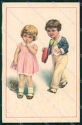 Artist Signed Collino Children Elephant cartolina XP8399 – fronte