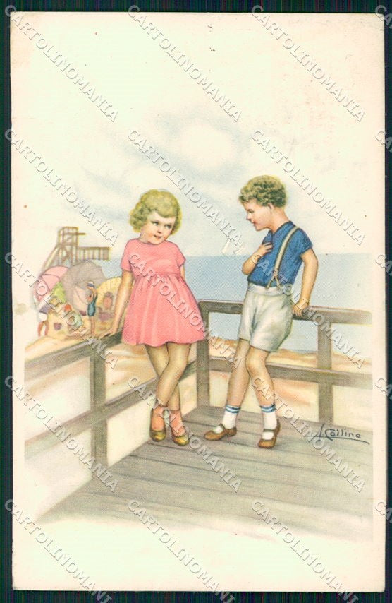 Artist Signed Collino Children Sea serie 4658-4 cartolina XP8404 – fronte