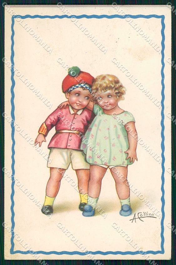 Artist Signed Collino Children cartolina XP8405 – fronte