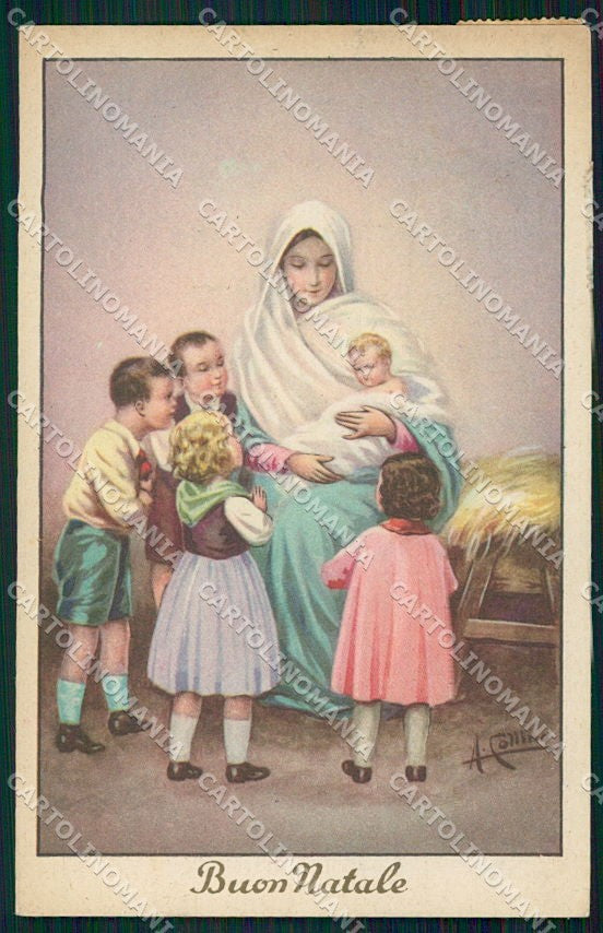 Artist Signed Collino Children Christmas cartolina XP8409 – fronte