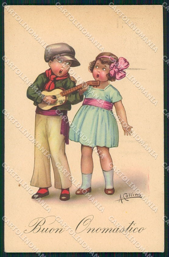 Artist Signed Collino Children cartolina XP8427 – fronte
