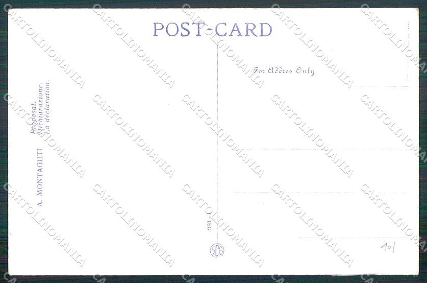 Artist Signed Montaguti Kiss Romantic Couple serie 281-1 cartolina XP8434 – retro