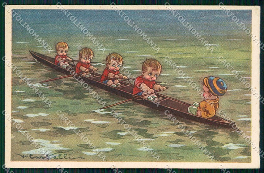Artist Signed Castelli Children Sport Rowing Degami 971 cartolina XP8467 – fronte