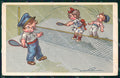 Artist Signed Castelli Children Sport Tennis Degami 972 PIEGHE cartolina XP8470 – fronte