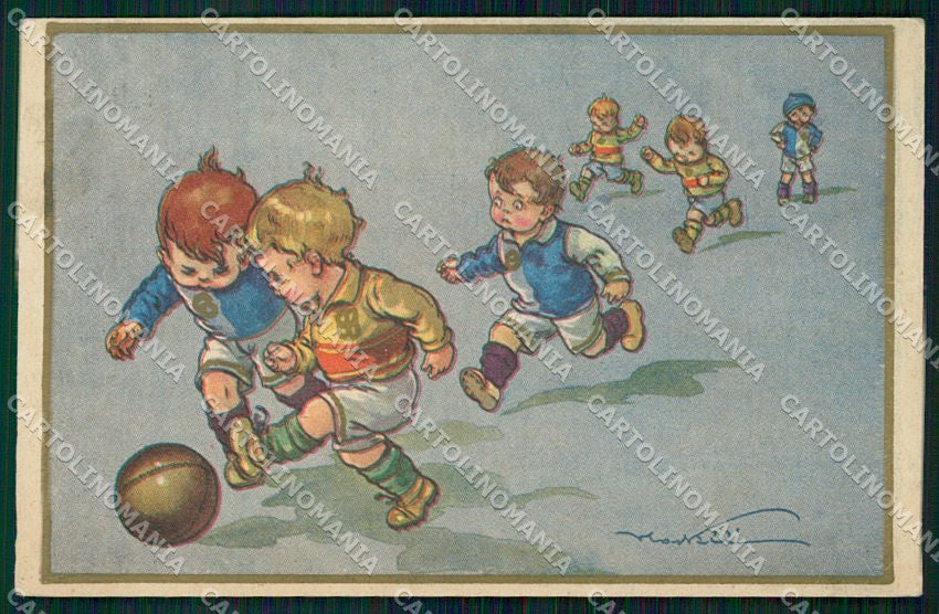 Artist Signed Castelli Child Sport Soccer Calcio PIEGHINE cartolina XP8472 – fronte