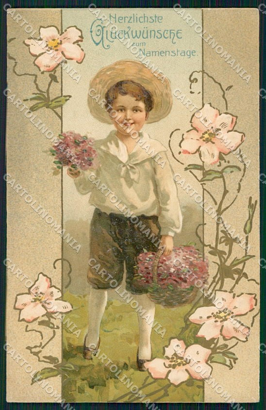 Artist Signed Namenstage Onomastico Children serie 5909 cartolina XP8481 – fronte