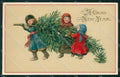 Artist Signed Children New Year Christmas Tree cartolina XP8482 – fronte
