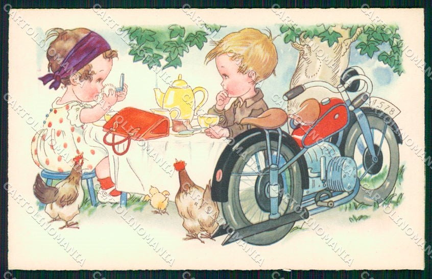 Artist Signed Children Make up Armag cartolina XP8483 – fronte