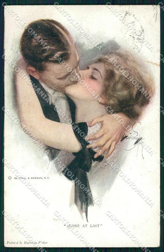 Artist Signed Harrison Fisher Reinthal serie 762 Alone at Last cartolina XP8495 – fronte