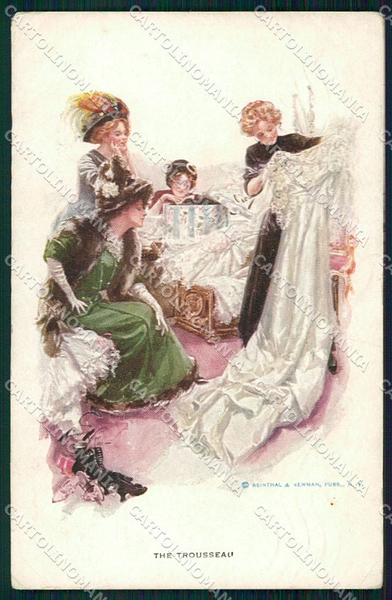 Artist Signed H. Fisher Reinthal 187 The Trousseau PIEGHINE cartolina XP8507 – fronte