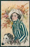 Artist Signed H. Fisher Reinthal serie 866 Borzoi Barzoi dog cartolina XP8523 – fronte