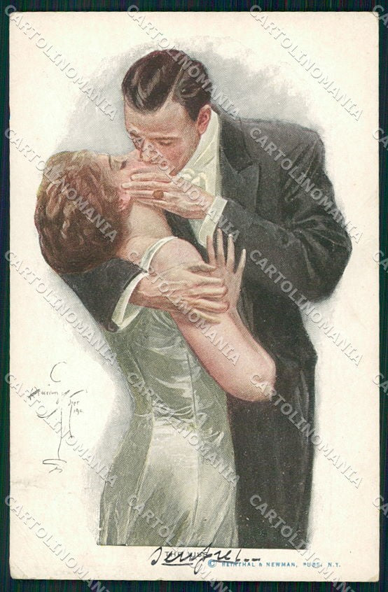 Artist Signed H. Fisher Reinthal serie 108 The Kiss PIEGHINE cartolina XP8526 – fronte