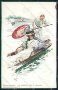 Artist Signed H. Fisher Reinthal American Girl in England COLLA cartolina XP8536 – fronte