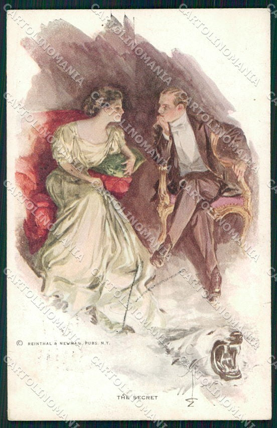 Artist Signed H. Fisher Reinthal serie 607 The secret cartolina XP8566 – fronte